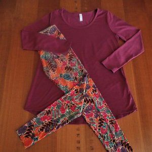 LULAROE OUTFIT! M- LYNNAE TOP & OS- LEGGINGS